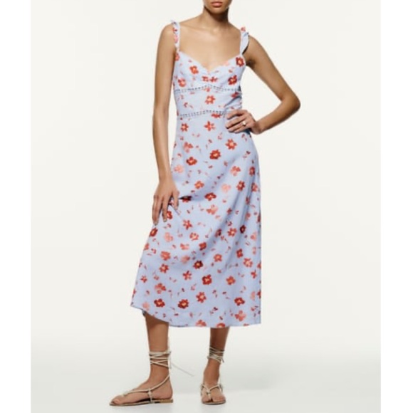 Zara printed linen midi dress. Small. - Picture 1 of 8